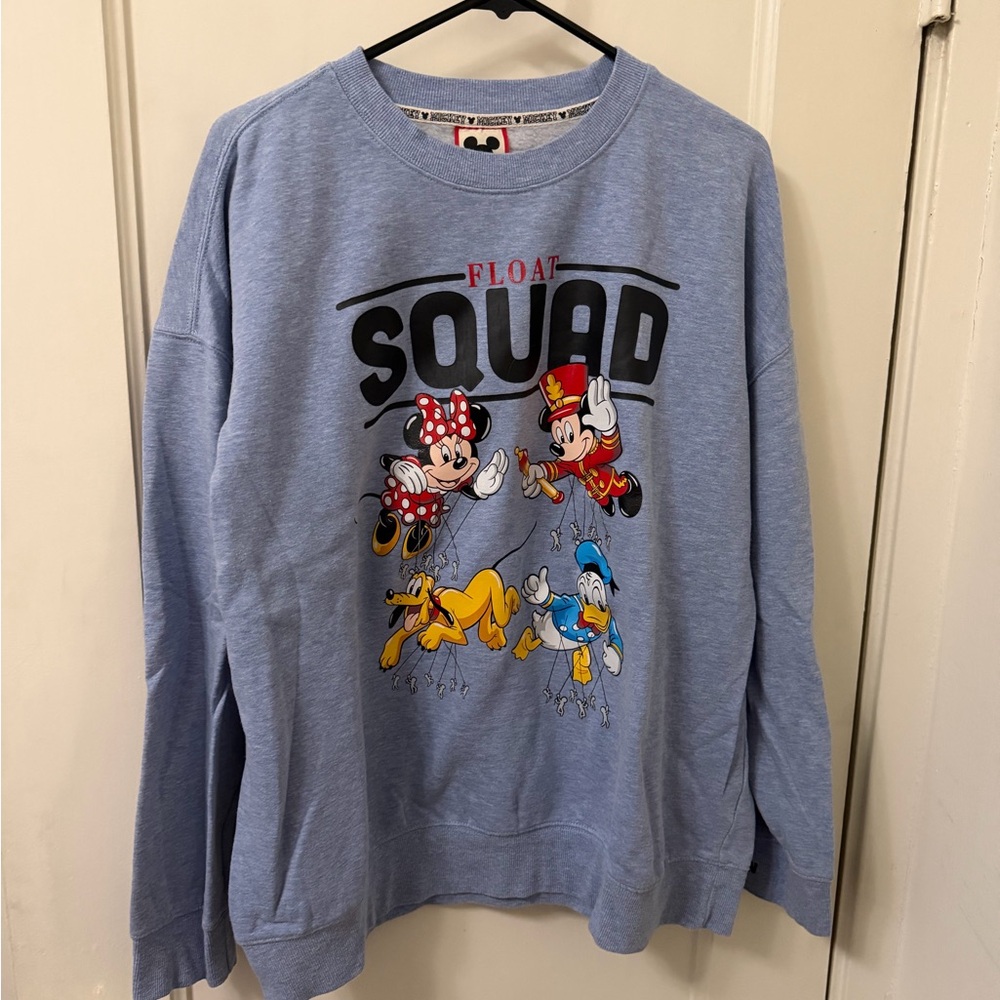 Disney Light Blue Crewneck Sweatshirt with Mickey & Friends Float Squad Graphic